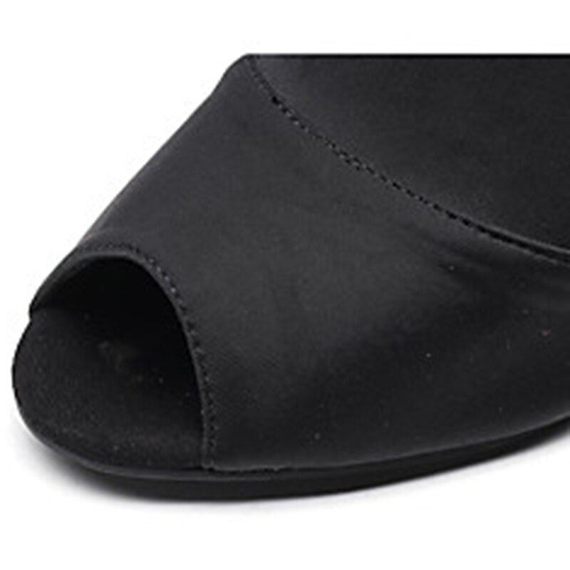 Women's Black Peep-Toe Dance Booties with Stiletto Heels - Elegant Performance Footwear for Ballroom and Latin Dance4