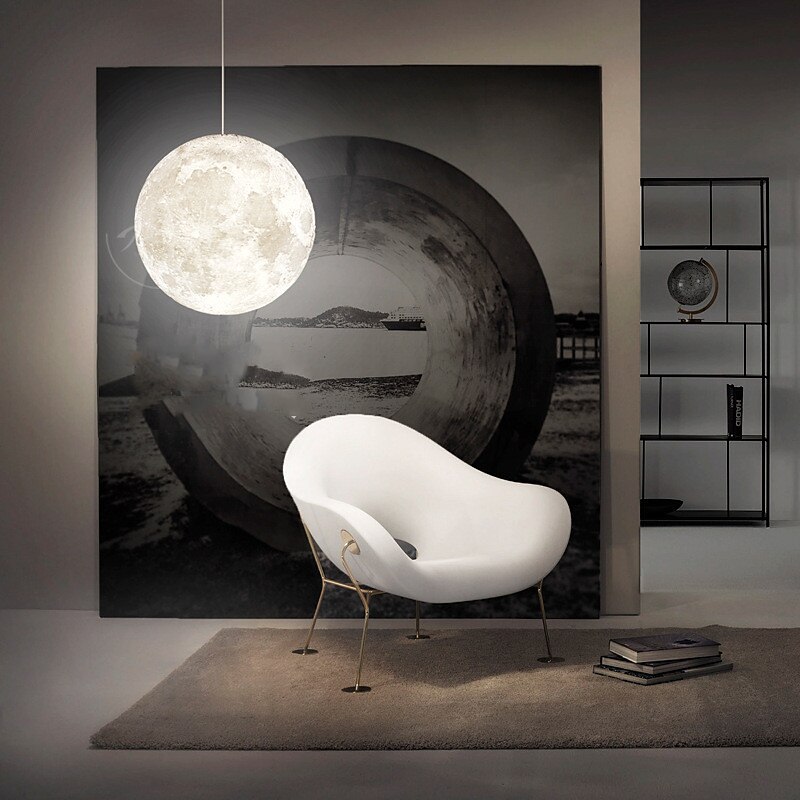 3D Printing Moon Chandelier Modern Simple Nordic Creative Moon Lamp Restaurant Living Room Bedroom Moon Chandelier