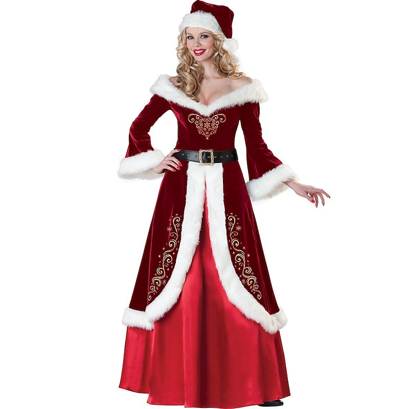 Santa Suit Santa Claus Mrs.Claus Cosplay Costume Outfits Christmas Dress Santa Clothes Women's Christmas Special Cosplay Costume Adults' Christmas Carnival Masquerade Christmas Christmas Gifts