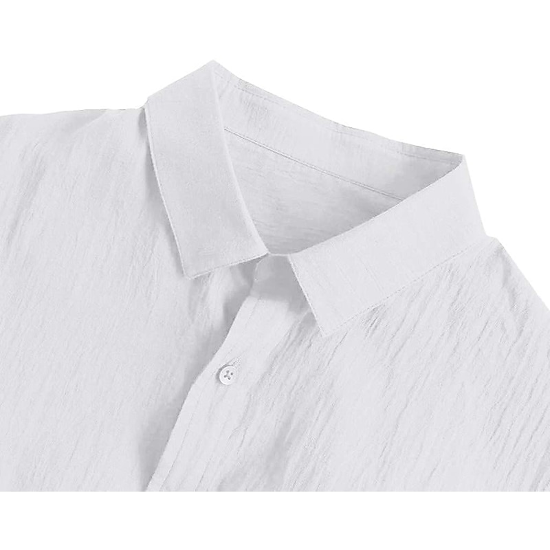 Men's Shirt Linen Shirt Summer Shirt Beach Wear Button Up Shirt Solid Color Vacation Curise Black White Pink Navy Blue Long Sleeve Collar Spring & Summer Clothing Apparel Button-Down2