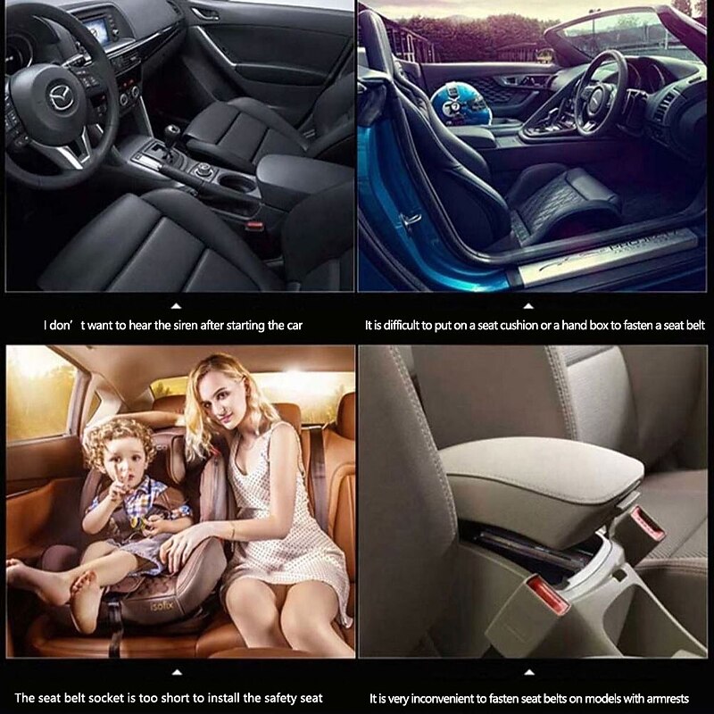 2 Pack Car Seat Belt Clip Extension Plug Seat Belt Extenders for Cars Universal Black Car Safety Seat Lock Buckle Seatbelt Clip Extender Automotive Converter Accessories3