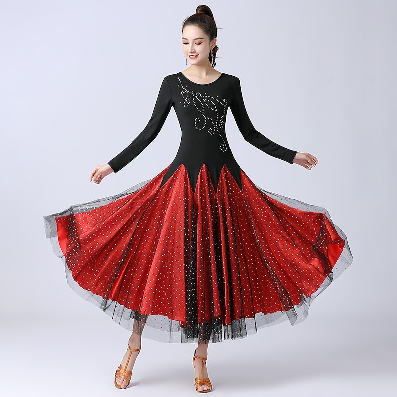 Ballroom Dance Dress Sequins Women's Performance Daily Wear Long Sleeve Natural Polystyrene Milk Fiber3