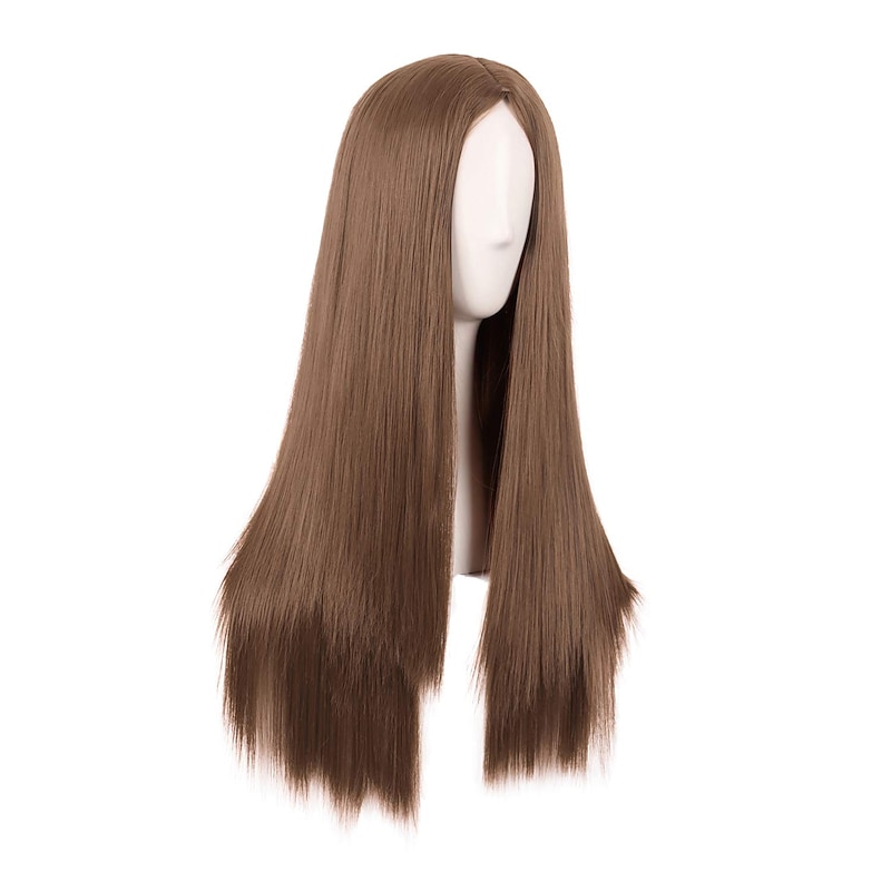 Brown Wigs for Women Cosplay Costume Wig Synthetic Wig Straight Asymmetrical Wig Long Light Brown Dark #1B Blonde Red Synthetic Hair 28 Inch Halloween Wigs2