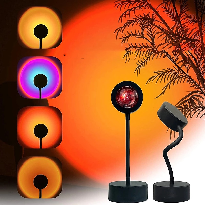 USB Sunset Lamp Sunset Projector Mood Light Living Room Bedroom Night Light Room Decor Bar Atmosphere Photography Background