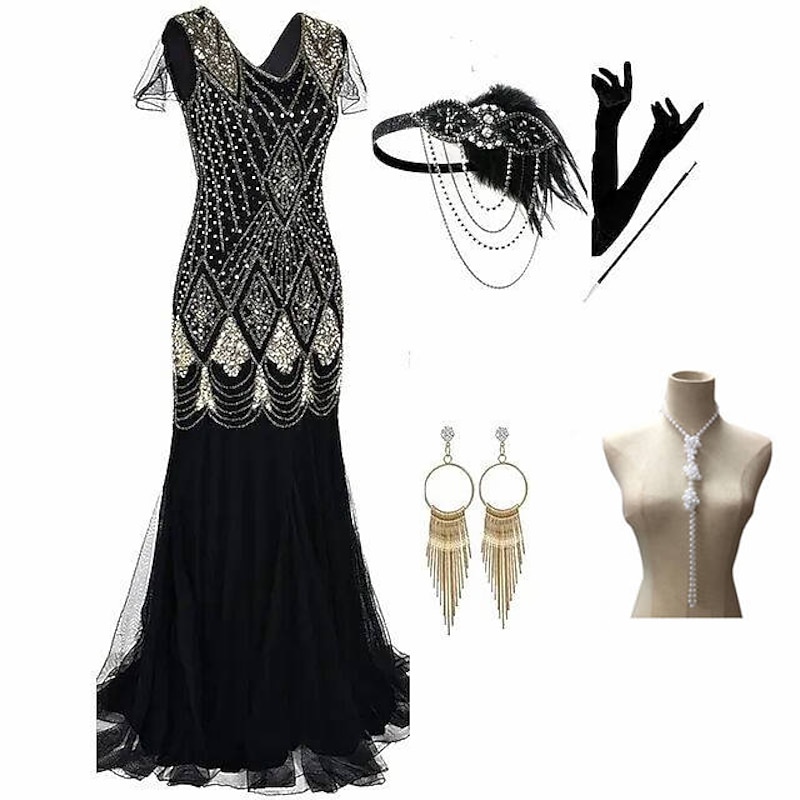 Roaring 20s 1920s Cocktail Dress Flapper Dress Dress Outfits The Great Gatsby Plus Size Wedding Guest Tassel Fringe Tassel Fancy Dress Women's Christmas Carnival Masquerade Wedding Party Prom Adults'3