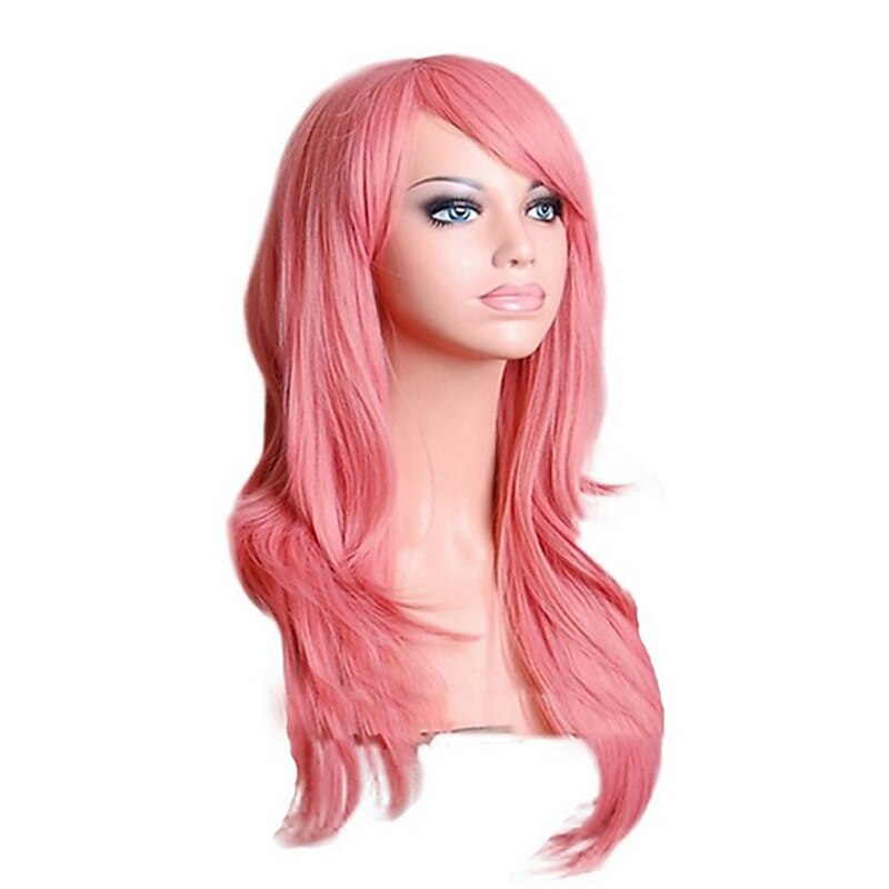 Synthetic Wig Body Wave Asymmetrical Wig Long Light Blonde Watermelon Red Brown Pink Green Synthetic Hair 27 inch Women's Red Brown Halloween Wigs3