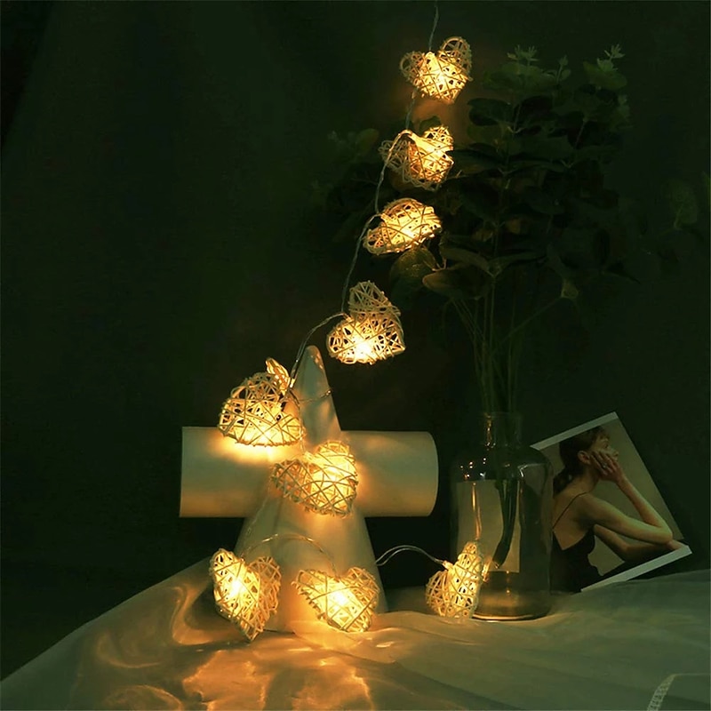 Heart Shape LED Fairy String Lights 1.5 M-10LEDs 3M-20LEDs Wedding Birthday Party Christmas Decoration Lamp Battery or USB Powered2