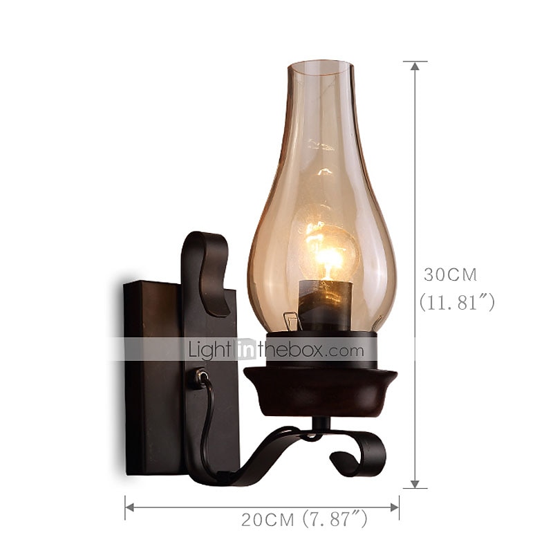 Lightinthebox Wall Lamp Retro Vintage Rustic Glass Wall Scone for Bedroom Bedside Industrial Wall Light LED Fixtures Aisle Staircase Lamps Bulb Not Included2