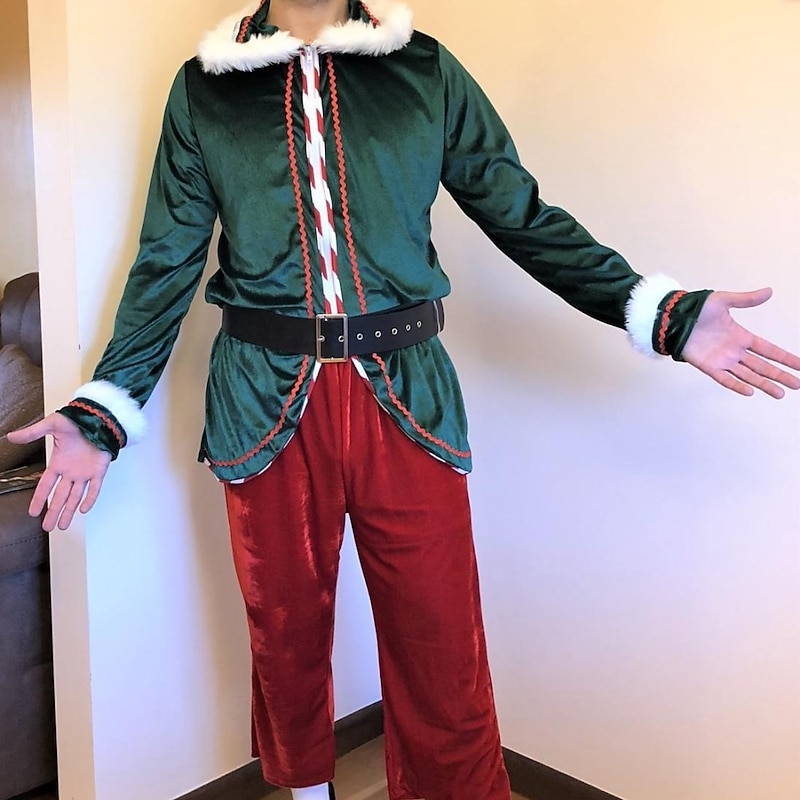 Santa Claus Elf Santa Clothes Elf Costume Men's Male Christmas Cosplay Costume Adults' Christmas Halloween Carnival New Year Christmas3