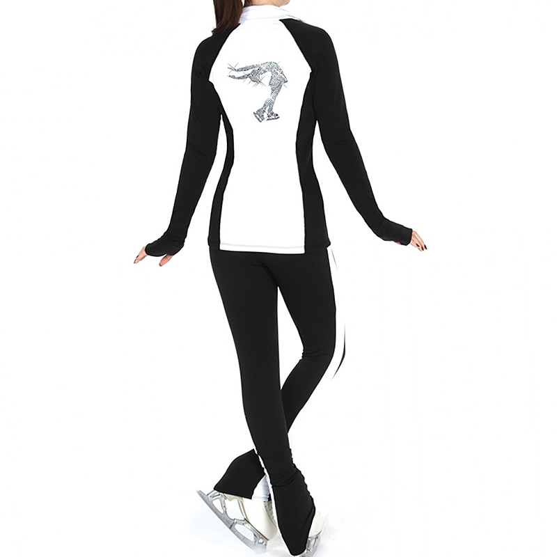 Figure Skating Jacket with Pants Women's Girls' Ice Skating Jacket Pants / Trousers White Red Purple Thumbhole Spandex Lycra High Elasticity Training Practice Competition Skating Wear Thermal Warm4