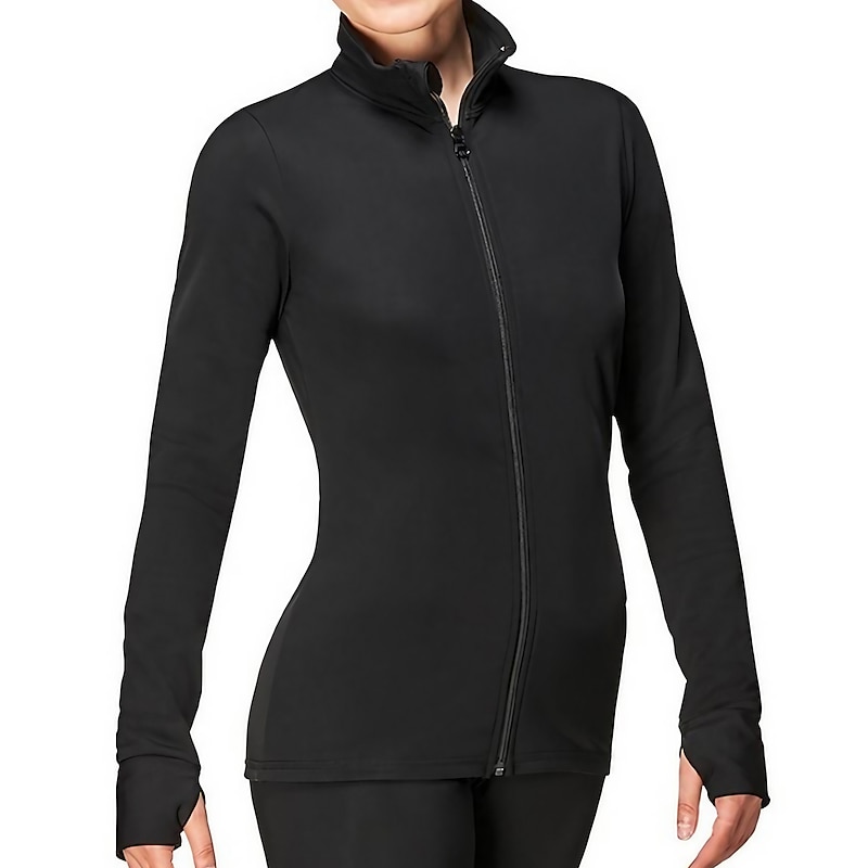 Figure Skating Fleece Jacket Women's Girls' Ice Skating Jacket Outfits Top Black Red Blue Thumbhole Fleece Spandex High Elasticity Training Practice Competition Skating Wear Thermal Warm Handmade