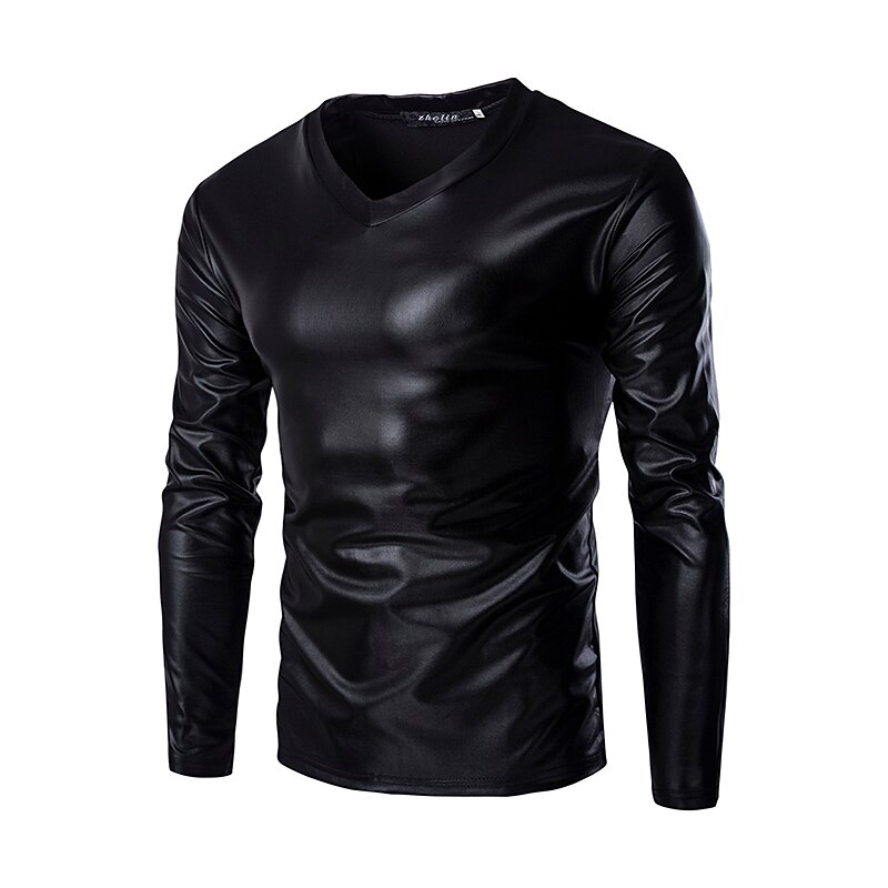 Men's T Shirt Long Sleeve Shirt Long Sleeve Crew Neck Spring & Summer Plain Lightweight Slim Fit Big and Tall Bronzing Vacation Casual Holiday Silver Black Gold Top Tee for Men3