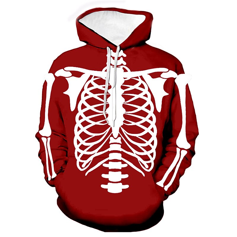 Men's Graphic Prints Skeleton Hoodie Hoodies Sweatshirt Designer Casual Long Sleeve Hooded Daily Sports Red Print Spring &  Fall Designer