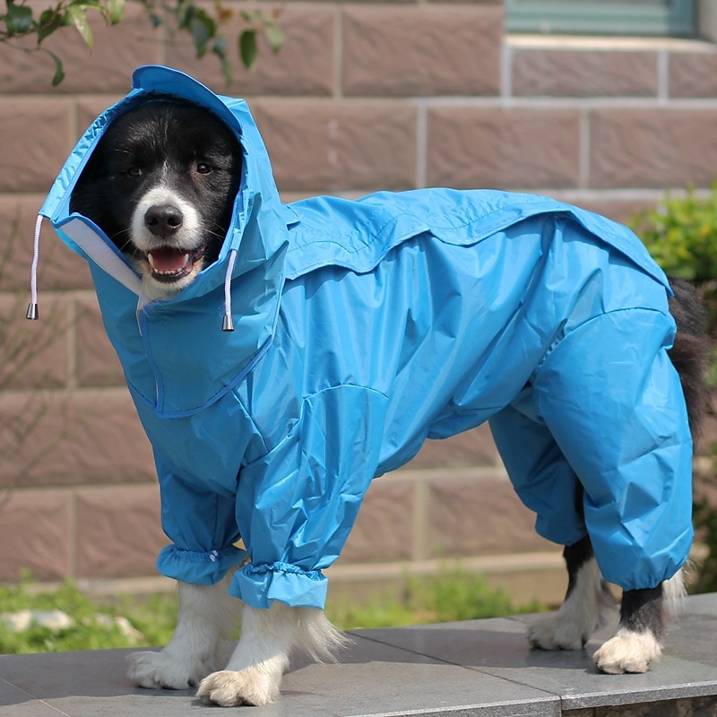 Dog Raincoat All-inclusive Open Belly Medium And Large Dog Teddy Bichon Golden Retriever Satsuma Pet Siamese Four-legged Clothes