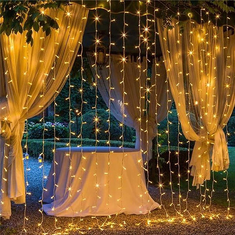 Elegant Wedding Reception Party Christmas Lights LED Window Curtain String Light 3Mx3M-300 LEDs Wedding Party Home Garden Bedroom Outdoor Indoor Wall Decorations