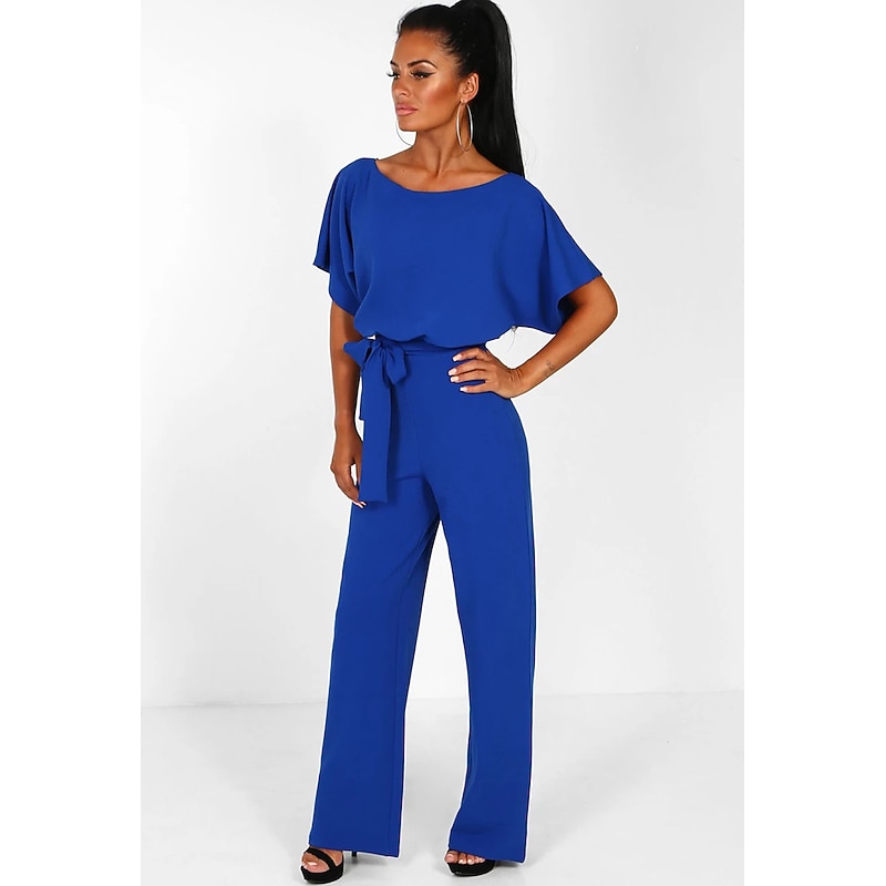 Jumpsuits Elegant Dress Wedding Guest Engagement Floor Length Short Sleeve Boat Neck  with Strappy  dress to impress4