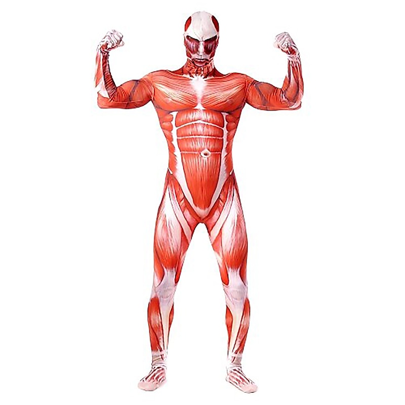 Eren Yeager Cosplay Costume Skin Suit Bodysuits Men's  Muscle Suits Scary Costume Onesie Zentai Catsuit Carnival Halloween