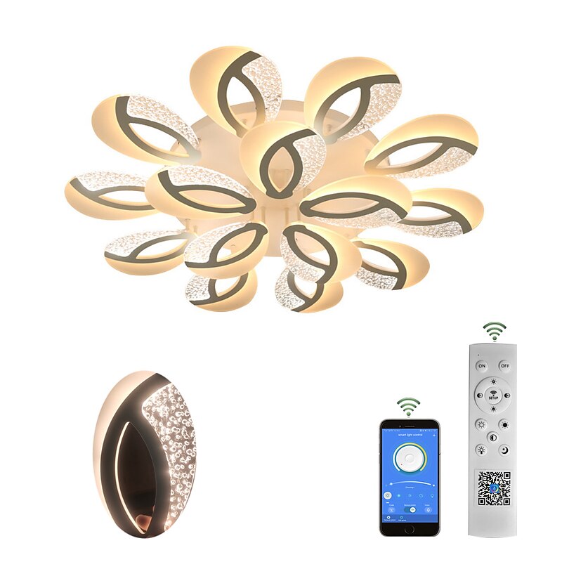 Bubble Acrylic Modern Dimmable Ceiling Light LED Flush Mount Peacock Tail LED Ceiling Lamp with Remote Control for Living Room Bedroom Dining Room AC 110V 220V Flower Design3