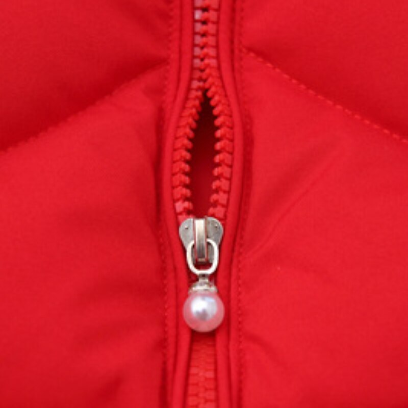 Kids Girls' Down Long Sleeve Black Red Plain Ruffle Winter Adorable Sport 3-8 Years / School / Cute / Cotton3