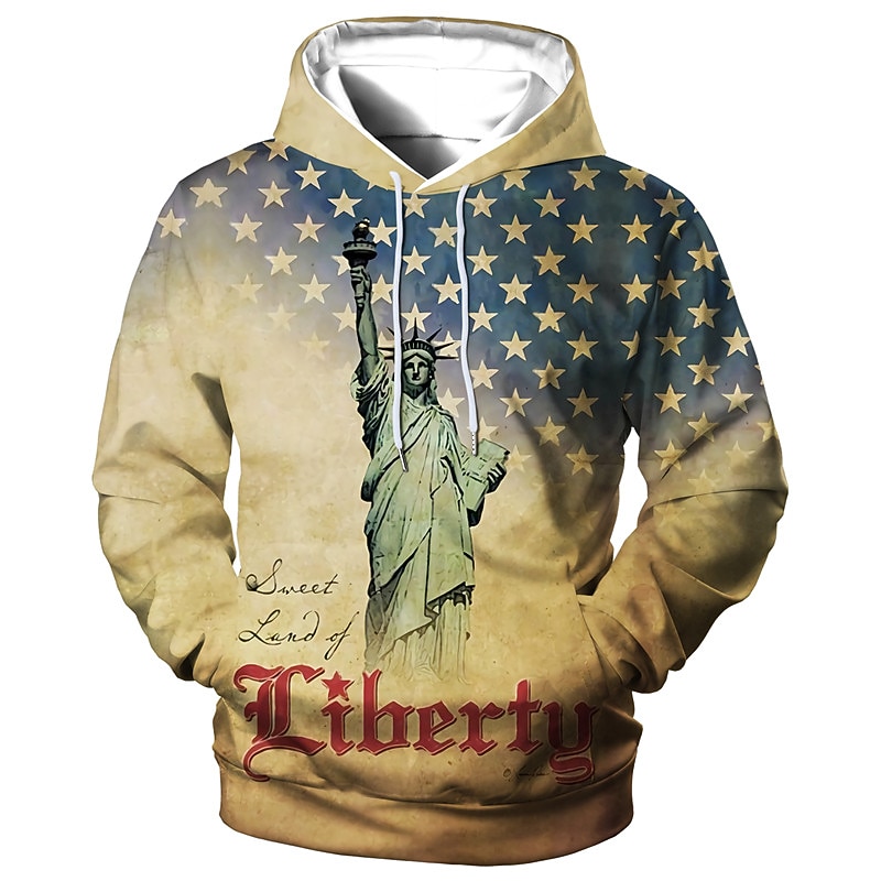 Men's American US Flag Graphic Prints Hoodie Hoodies Sweatshirt Designer Casual Long Sleeve Hooded Daily Sports Yellow Red Lace up Print Fall & Winter Designer3