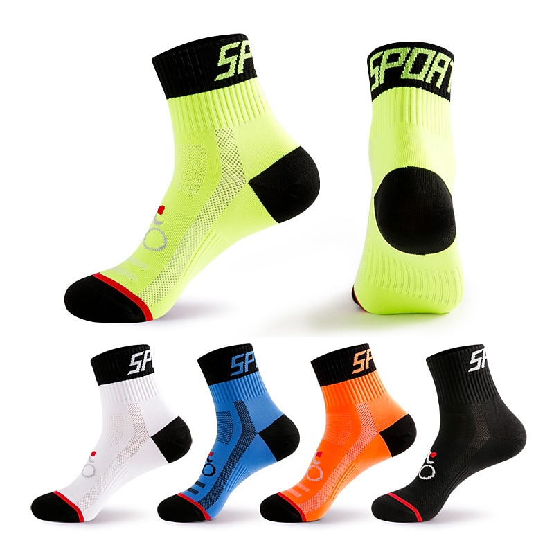 Compression Socks Athletic Sports Socks Crew Socks Cycling Socks Men's Football / Soccer Cycling / Bike Breathable Wearable 1 Pair Winter Solid Color Chinlon Black White Orange M L XL - Main Image