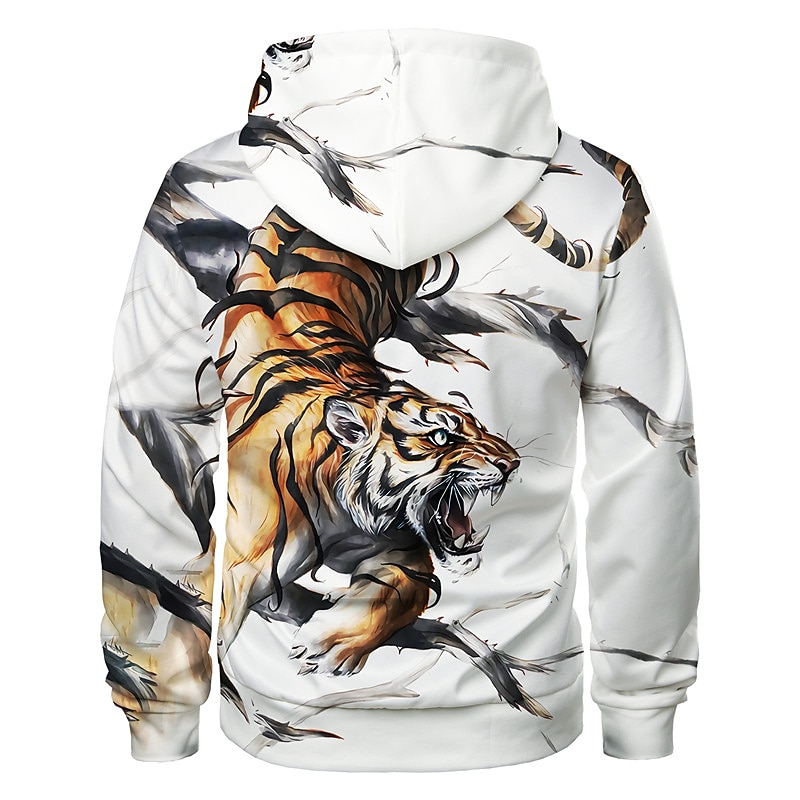 Men's Tiger Graphic Prints Hoodie Hoodies Sweatshirt Designer Casual Long Sleeve Hooded Daily Sports White Print Spring &  Fall Designer2