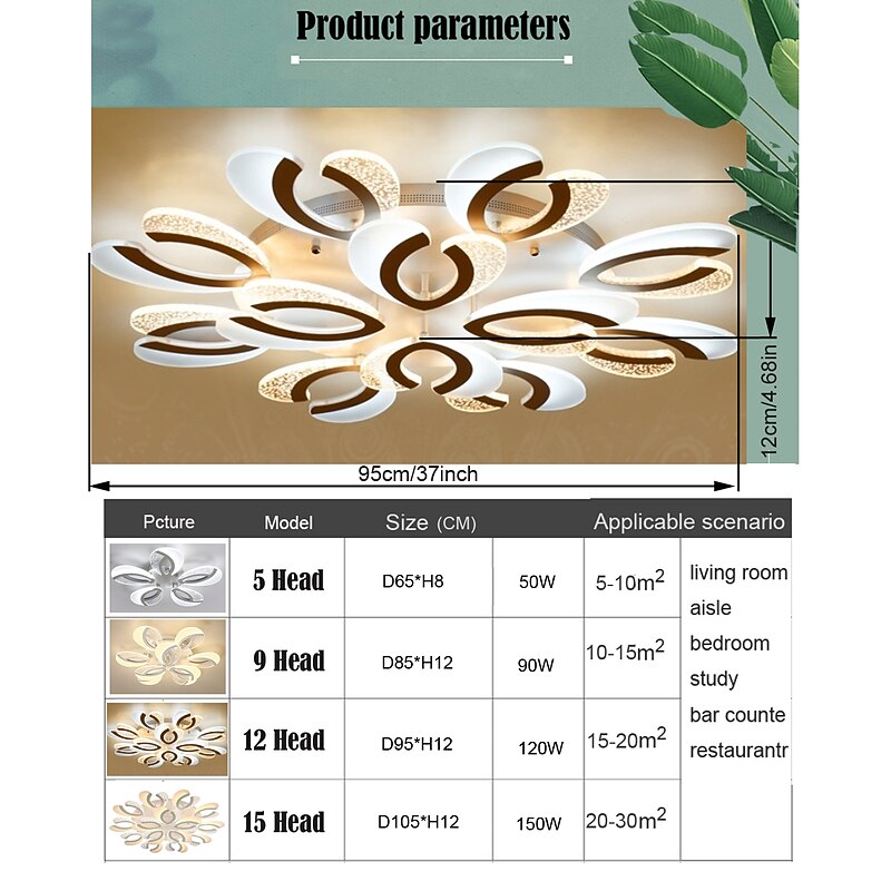 Bubble Acrylic Modern Dimmable Ceiling Light LED Flush Mount Peacock Tail LED Ceiling Lamp with Remote Control for Living Room Bedroom Dining Room AC 110V 220V Flower Design4