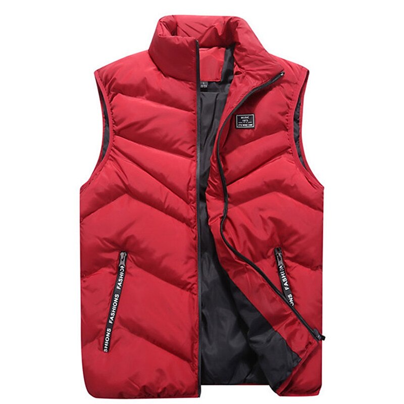 Men's Puffer Vest Gilet Quilted Vest Cardigan Outdoor Street Daily Going out Streetwear Sporty Fall Winter Pocket Full Zip Polyester Warm Breathable Solid Color Zipper Stand Collar Regular Fit Black3