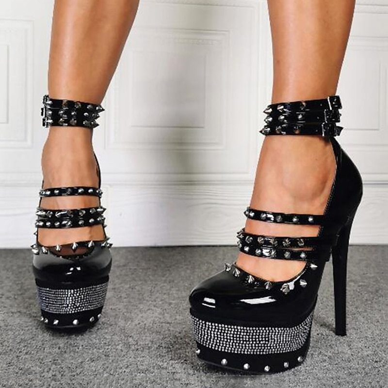 Women's Gothic High Heel Platform Shoes - Perfect for Clubbing and Party Wear with Spiked Studs and Ankle Straps, Sexy and Edgy Style3
