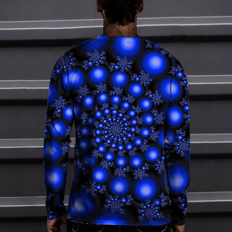 Men's Graphic Circle T Shirt Tee Long Sleeve T shirt 3D Print Round Neck Shirt Fashion Designer Casual Casual Daily Weekend Black Yellow Red Spring &  Fall Cross-Seasons Clothing Apparel Normal S M L2