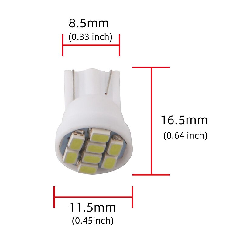10pcs 4pcs 2pcs 0.8W LED Light Bulb 100lm T10 8 LED Beads SMD 2835 for License Plate Dome Map Light 12V3