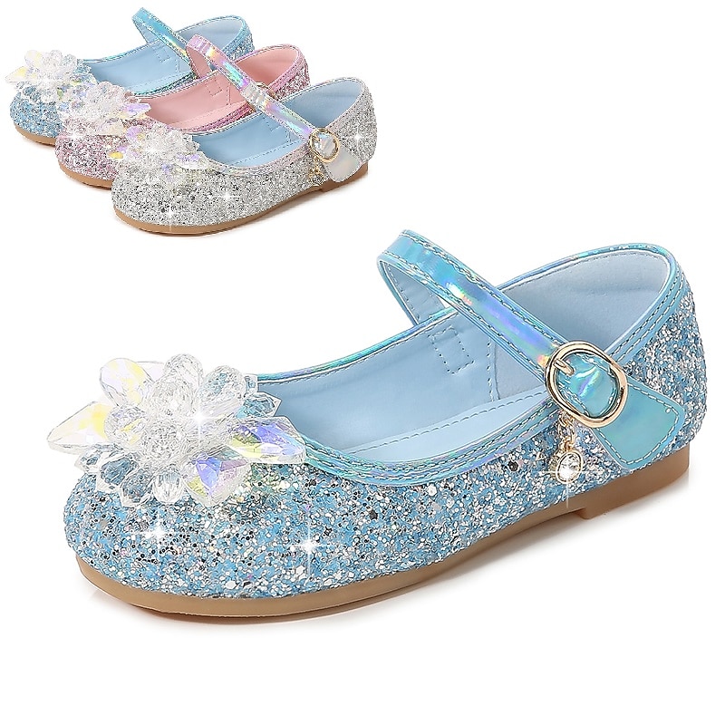 Girls' Flats Princess Shoes Leather PU Portable Walking Wedding Dress Shoes Little Kids(4-7ys) Big Kids(7years +) Daily Party & Evening Walking Shoes Rhinestone Bowknot