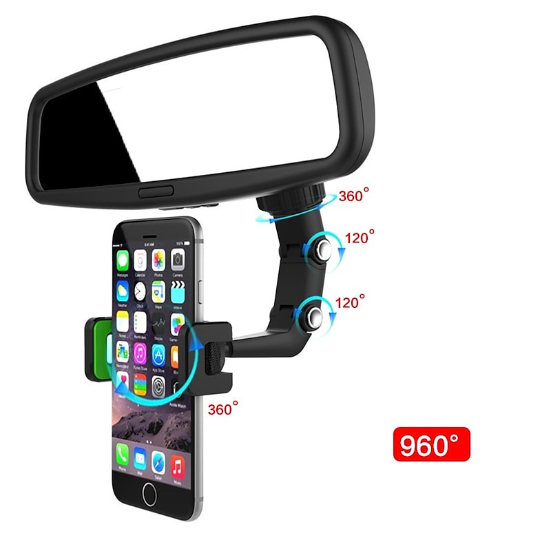 Rearview Mirror Phone Holder Universal 360 Degrees Rotating Car Phone Holder Car Rearview Mirror Mount Phone and GPS Holder for 47mm-71mm Wide Mobile Phones Use for Home Table Kitchen etc 1PCS3