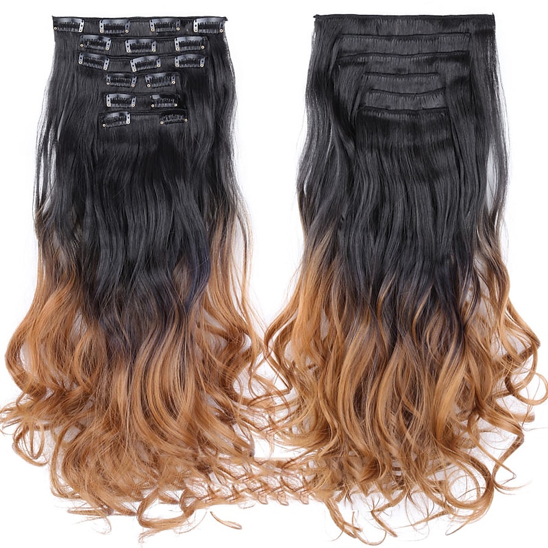 Synthetic Hair Curly Clip In Wig Extension 16 Clips In Hair Extension Hair Pieces Fake Hair Extension Synthetic 49 Colors4
