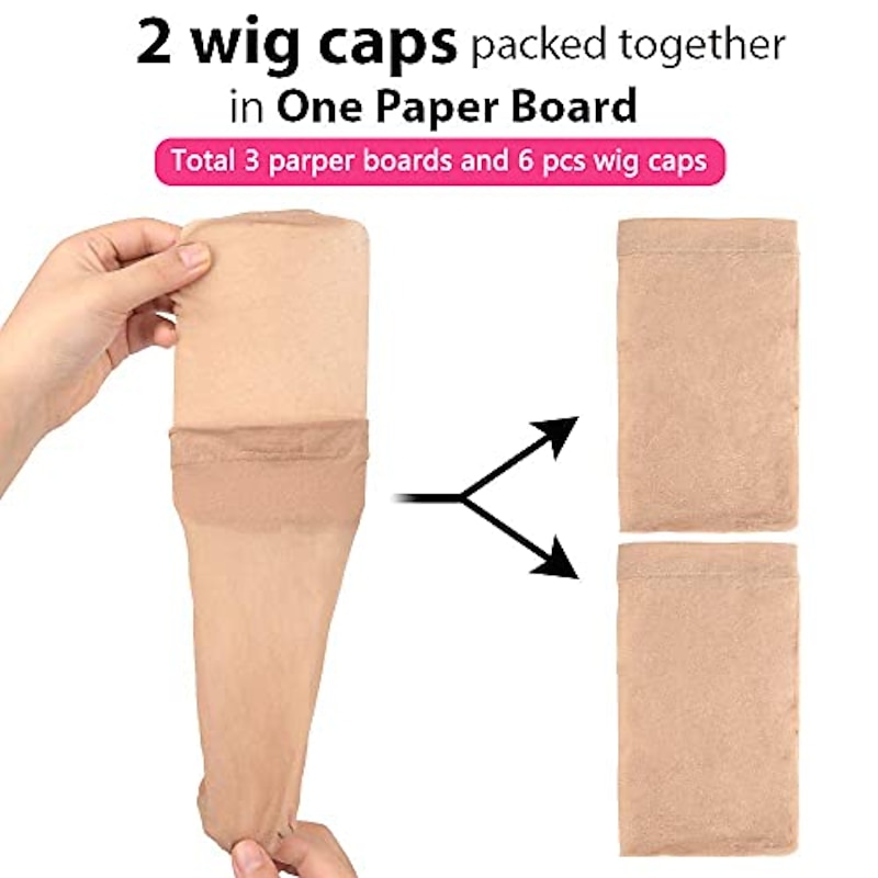 6 pieces light brown stocking wig caps stretchy nylon wig caps for women2