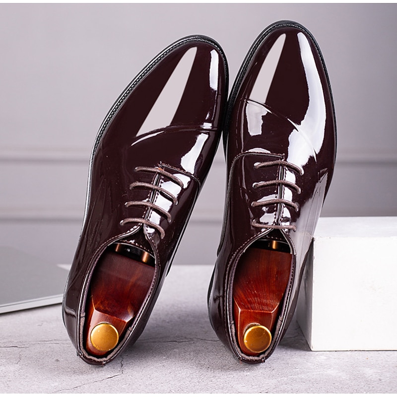 Men's Oxfords Derby Shoes Formal Shoes Dress Shoes Patent Leather Shoes Classic Daily Party & Evening PU Lace-up Black Brown Spring Fall2