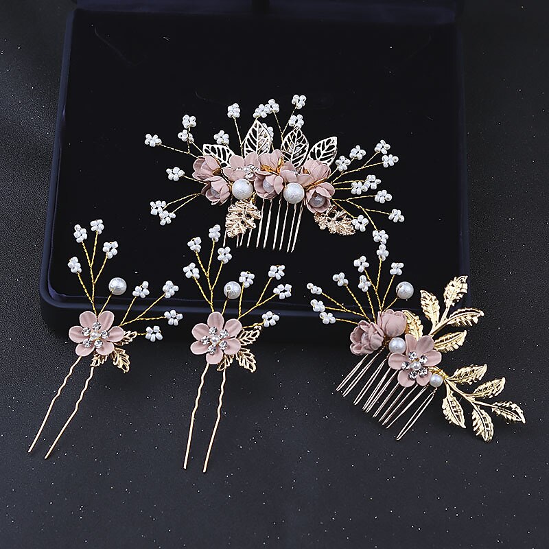 Blue Sweet Flowers Small Beads Flower Hair Accessories Hair Comb Hair Insert Bridal Headdress Dress Dress Accessories2
