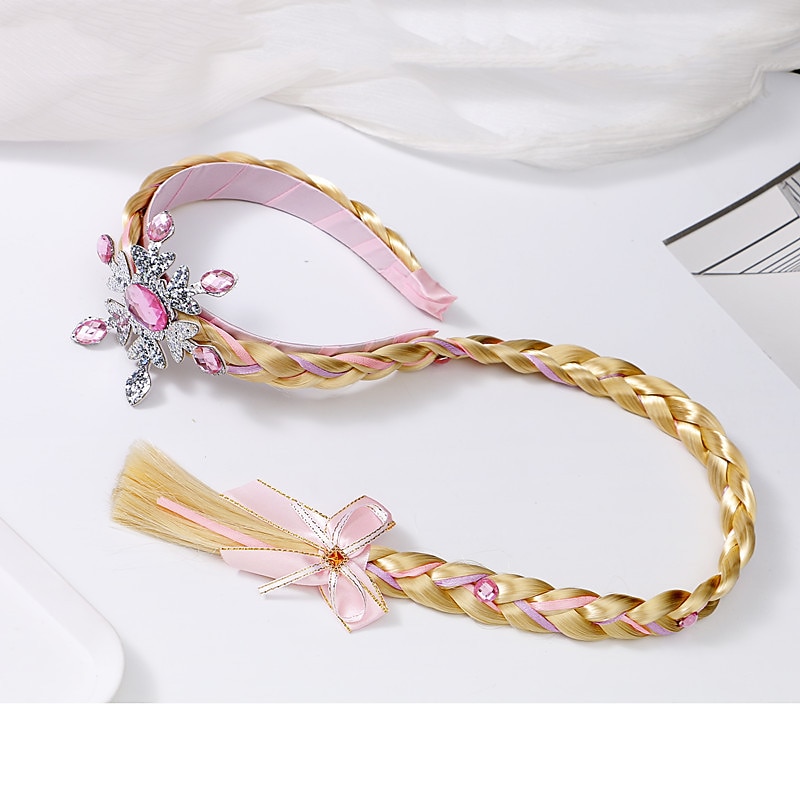 Colored Hair Extensions for Girls  50cm Children's Crown Frozen Wig Braid Princess Hairband Queen Aisha Headdress Girls Aisha Headband Hair Accessories3