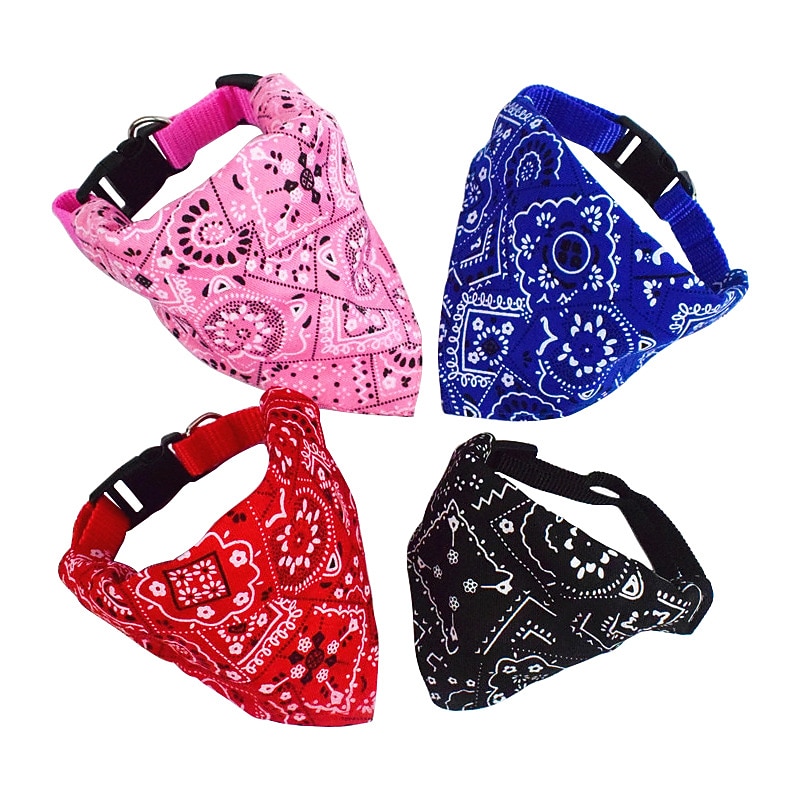Adjustable Hip-Hop Style Dog Cat Bandana Scarf Collar Pet Neckerchief Waterproof Saliva Towel Cotton Triangle Towel Dog Decor