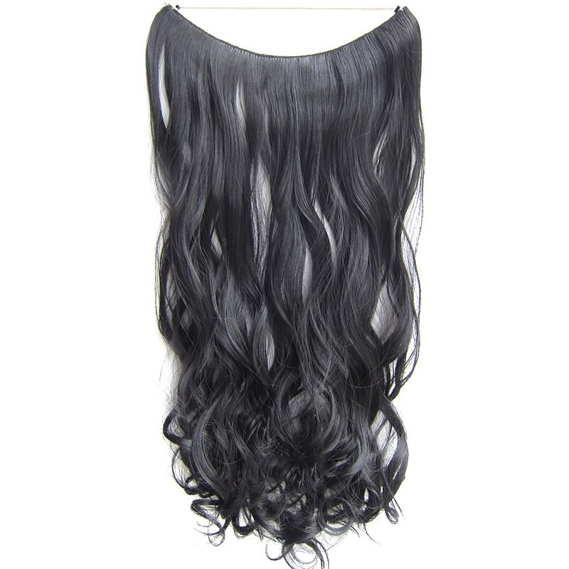 No Clip No Glue Invisible Halo Hair Extension 24inch Long Wavy Hair Synthetic Heat Resistant String Hairpiece2
