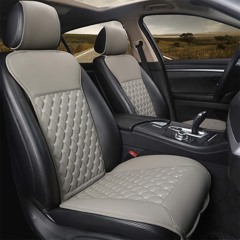 1 Pair Car Seat Covers Luxury Car Protectors Universal Anti-Slip Driver Seat Cover with Backrest Diamond Pattern Easy Install with Two-Tone Accent Universal Fit Interior Accessories for Auto Truck Van3