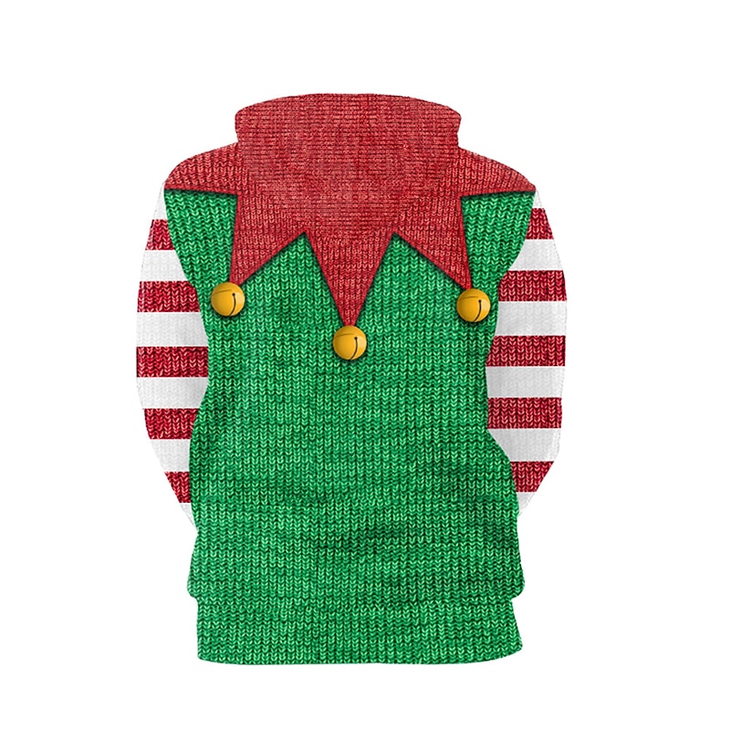 Elf Ugly Christmas Sweater / Sweatshirt Hoodie Elf Costume Pullover Couple's Men's Women's Christmas Special Family Matching Outfits 3D Print Pattern Adults' Christmas Carnival Masquerade Christmas3