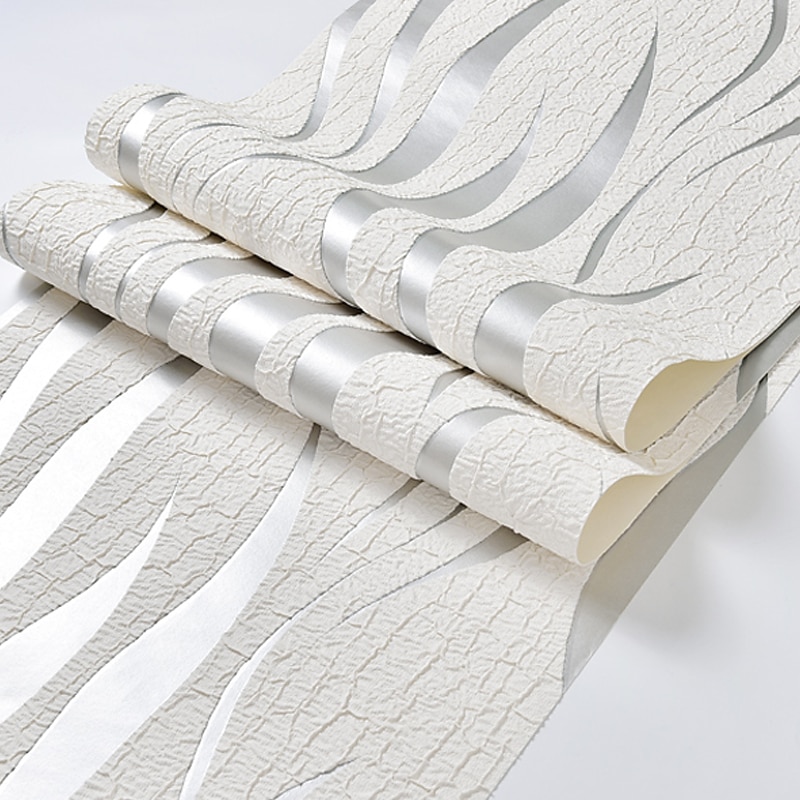 Strip Wallpaper Damask Wall Covering Sticker Film Flocking Non Woven Adhesive required Home Décor 1000x53cm/393.7x20.87inch4