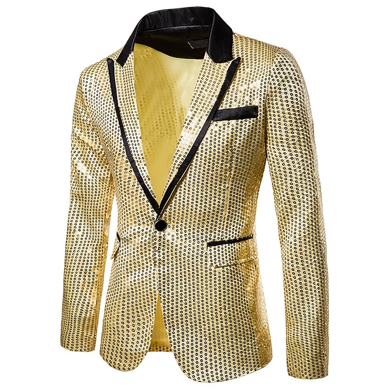 Disco 1980s Suits & Blazers Lapel Collar Blazer Peak Lapel Normal Disco Sequins Fancy Dress Men's Halloween Masquerade Party Club Pride Parade Adults' Coat3