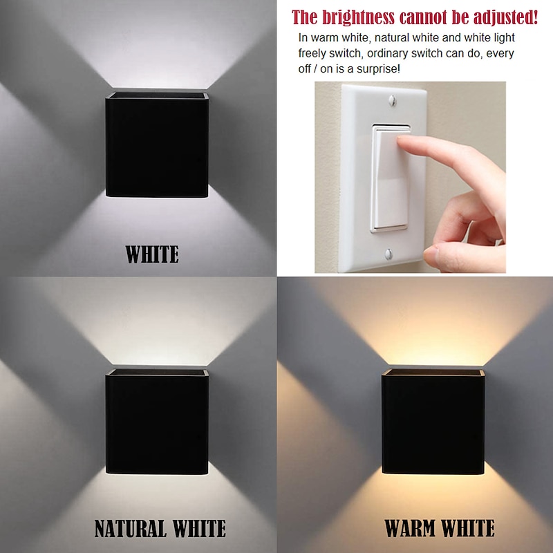 2-Pack Modern Wall Light LED White Black Wall Lamp Dimming Bicolor LED Wall Lamp for Corridor Decoration Living Room Bedroom AC 85-265V4