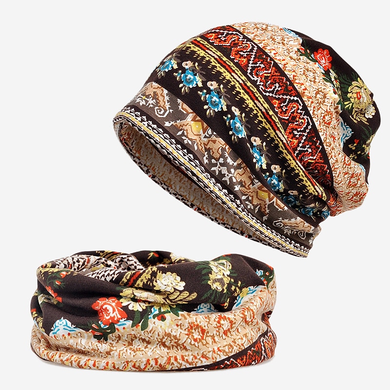men's women's vintage floral beanie lightweight breathable skull cap slouchy thin beanie baggy hat for daily wear slouchy hip-hop soft running adult dwarf hats chemo cap