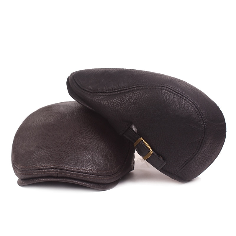 Men's Flat Cap Black Brown PU Fashion Streetwear Stylish 1920s Fashion Outdoor Daily Going out Plain Warm2