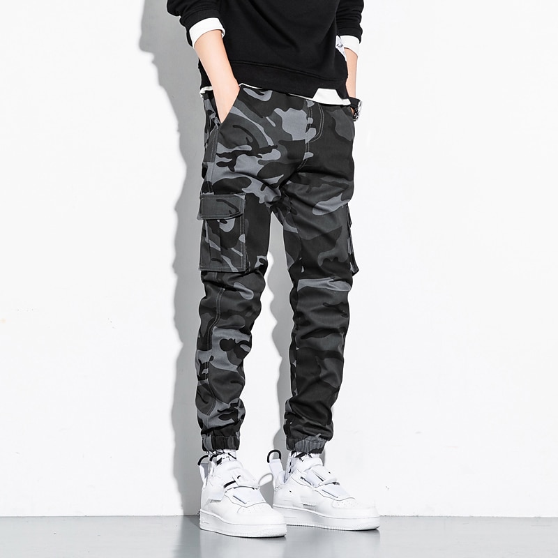 Men's Cargo Pants Cargo Trousers Trousers Camo Pants Elastic Waist Multi Pocket Print Camouflage Full Length Casual Daily Streetwear ArmyGreen White Inelastic4