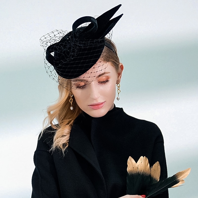 Fascinators Kentucky Derby Hat Velour Bucket Pillbox Hat Party / Evening Ladies Day Melbourne Cup Cocktail Elegant Vintage Inspired With Bowknot Tulle Headpiece Headwear3