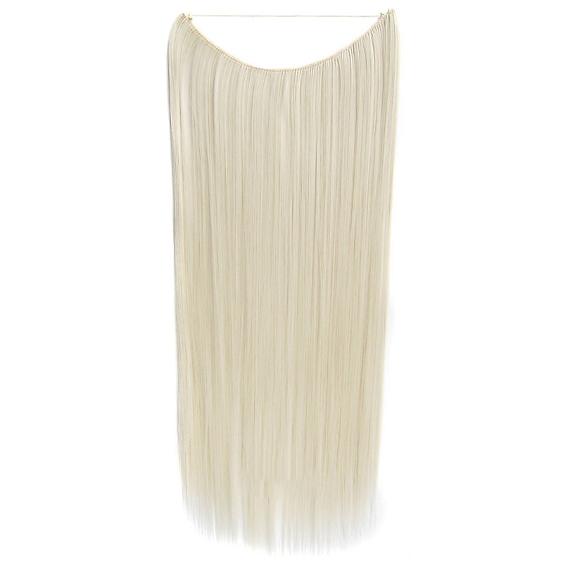 24inch 50grams 100grams Synthetic Hair Extension Gradual Color Brown Gray Blonde String Halo Hairpieces Extensions3